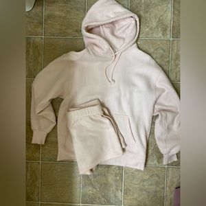 Aritzia TNA Crystal Pink Sweatshirt and shorts set